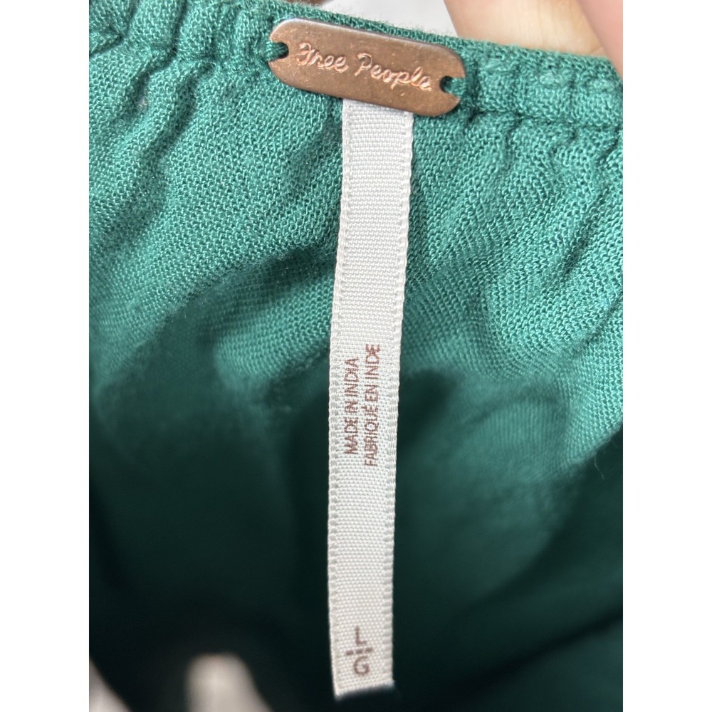 Free People Oxford Mini Dress Womens L Green Embroidered Open Back Boho - Picture 8 of 8